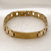 Stainless Steel Solid Bracelet, Polished, Golden Finish, 03.114.0394.08 (12 MM Thickness, 8 Inches Length)