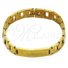 Stainless Steel Solid Bracelet, Polished, Golden Finish, 03.114.0394.08 (12 MM Thickness, 8 Inches Length)