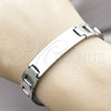 Stainless Steel Solid Bracelet, Polished, Steel Finish, 03.114.0394.1.08 (12 MM Thickness, 8 Inches Length)