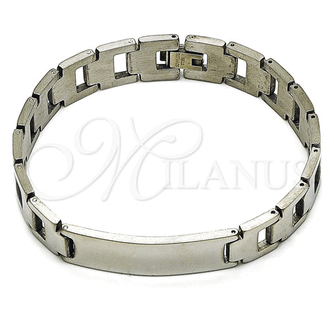 Stainless Steel Solid Bracelet, Polished, Steel Finish, 03.114.0394.1.08 (12 MM Thickness, 8 Inches Length)