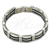 Stainless Steel Solid Bracelet, Polished, Steel Finish, 03.114.0395.09 (13 MM Thickness, 9 Inches Length)