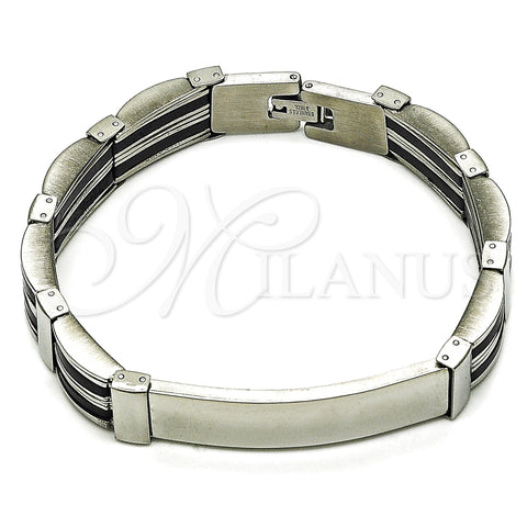 Stainless Steel Solid Bracelet, Polished, Steel Finish, 03.114.0395.1.08 (13 MM Thickness, 9 Inches Length)