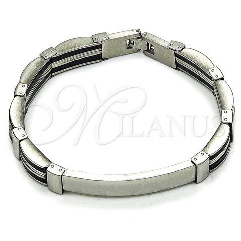 Stainless Steel Solid Bracelet, Polished, Steel Finish, 03.114.0397.09 (11 MM Thickness, 9 Inches Length)