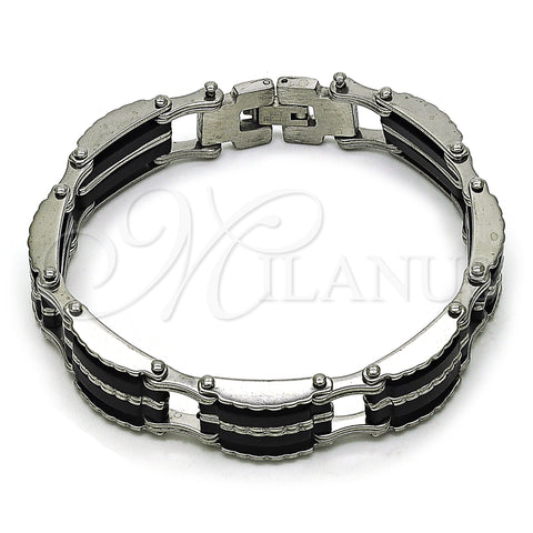 Stainless Steel Solid Bracelet, Polished, Steel Finish, 03.114.0398.08 (15 MM Thickness, 8 Inches Length)