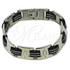 Stainless Steel Solid Bracelet, Polished, Steel Finish, 03.114.0400.08 (14 MM Thickness, 9 Inches Length)