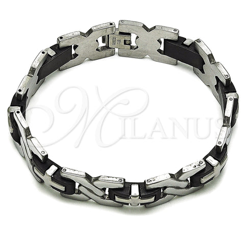 Stainless Steel Solid Bracelet, Cross and Hugs and Kisses Design, Polished, Steel Finish, 03.114.0402.09 (15 MM Thickness, 9 Inches Length)