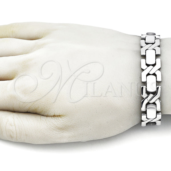 Stainless Steel Bracelet — Solid Bracelet Hugs and Kisses Design Polished 03. — alternate product view — SKU 158003 | Acero Inoxidable brazalete — sólido Bracelet Hugs and Kisses diseño pulido 03. — SKU 158003