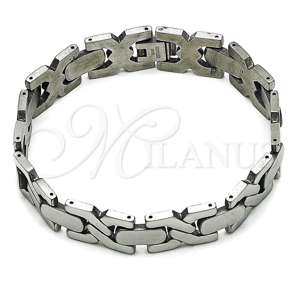 Stainless Steel Solid Bracelet, Hugs and Kisses Design, Polished, Steel Finish, 03.114.0405.08 (14 MM Thickness, 8 Inches Length)