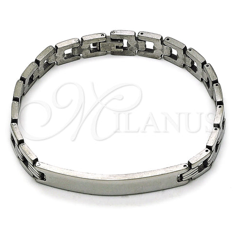 Stainless Steel Solid Bracelet, Polished, Steel Finish, 03.114.0407.08 (09 MM Thickness, 8 Inches Length)