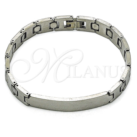 Stainless Steel Solid Bracelet, Polished, Steel Finish, 03.114.0409.08 (10 MM Thickness, 8 Inches Length)
