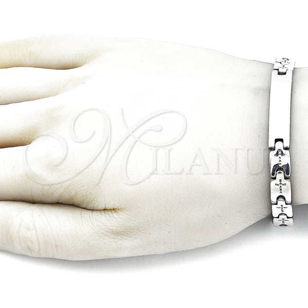 Stainless Steel Bracelet — Solid Bracelet Cross Design Polished 03. 08 MM — alternate product view — SKU 158010 | Acero Inoxidable brazalete — sólido Bracelet cruz diseño pulido 03. 08 MM — SKU 158010