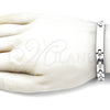 Stainless Steel Solid Bracelet, Cross Design, Polished, Steel Finish, 03.114.0412.08 (08 MM Thickness, 8 Inches Length)
