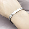 Stainless Steel Solid Bracelet, Cross Design, Polished, Steel Finish, 03.114.0412.08 (08 MM Thickness, 8 Inches Length)