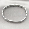Stainless Steel Solid Bracelet, Cross Design, Polished, Steel Finish, 03.114.0412.08 (08 MM Thickness, 8 Inches Length)