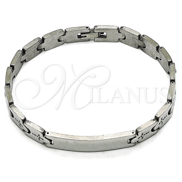 Stainless Steel Bracelet — Solid Bracelet Cross Design Polished 03. 08 MM — main product view — SKU 158010 | Acero Inoxidable brazalete — sólido Bracelet cruz diseño pulido 03. 08 MM — SKU 158010