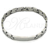 Stainless Steel Solid Bracelet, Cross Design, Polished, Steel Finish, 03.114.0412.08 (08 MM Thickness, 8 Inches Length)