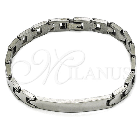 Stainless Steel Solid Bracelet, Polished, Steel Finish, 03.114.0413.08 (08 MM Thickness, 8 Inches Length)