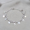 Sterling Silver Charm Bracelet, Elephant and Dolphin Design, Polished, Silver Finish, 03.409.0109.08 (01 MM Thickness, 8 Inches Length)