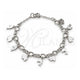 Pulsera de Dije 03.409.0109.08 Plata Rodinada, Diseño de Elefante y Delfín, Pulido, Tono Plateado (Grosor 01 MM, 8 Pulgadas de Largo)