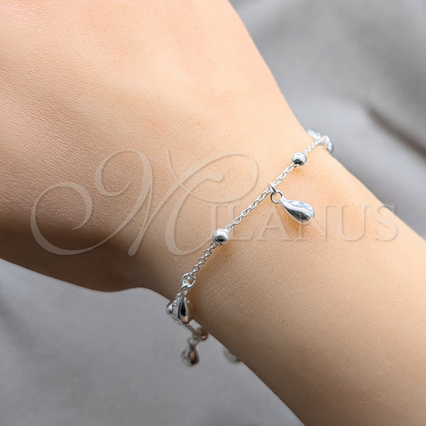 Sterling Silver Bracelet — Charm Bracelet Teardrop Design Polished 03. 01 MM — alternate product view — SKU 158013 | Plata 925 brazalete — Charm Bracelet Teardrop diseño pulido 03. 01 MM — SKU 158013