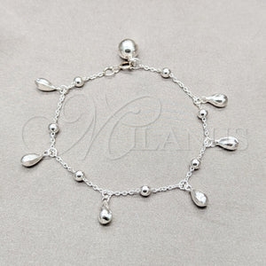 Sterling Silver Bracelet — Charm Bracelet Teardrop Design Polished 03. 01 MM — main product view — SKU 158013 | Plata 925 brazalete — Charm Bracelet Teardrop diseño pulido 03. 01 MM — SKU 158013