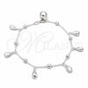 Sterling Silver Charm Bracelet, Teardrop Design, Polished, Silver Finish, 03.409.0110.08 (01 MM Thickness, 8 Inches Length)