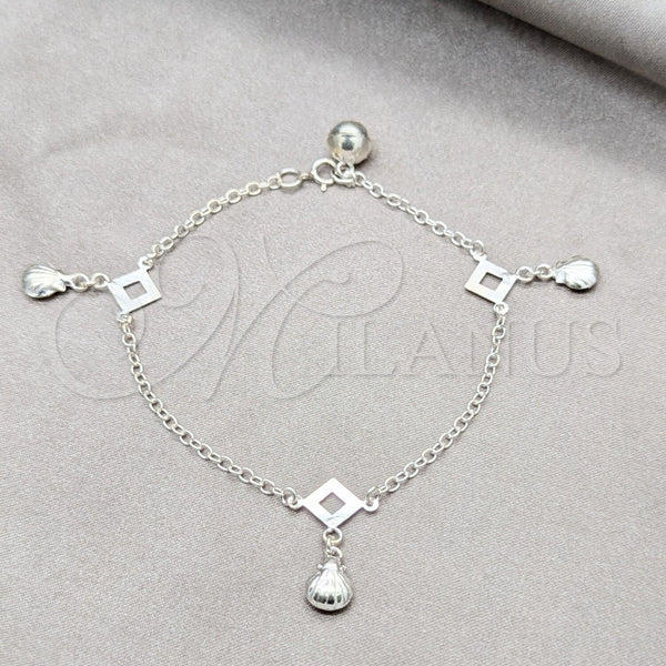 Sterling Silver Bracelet — Charm Bracelet Shell Design Polished 03. 01 MM — alternate product view — SKU 158014 | Plata 925 brazalete — Charm Bracelet Shell diseño pulido 03. 01 MM — SKU 158014