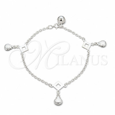 Sterling Silver Charm Bracelet, Shell Design, Polished, Silver Finish, 03.409.0111.08 (01 MM Thickness, 8 for wholesale, main product view