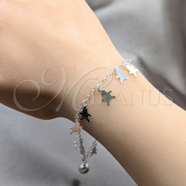 Sterling Silver Bracelet — Charm Bracelet Teddy Bear Design Polished 03. 01 — alternate product view — SKU 158015 | Plata 925 brazalete — Charm Bracelet Teddy Bear diseño pulido 03. 01 — SKU 158015