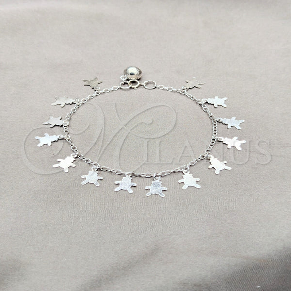 Sterling Silver Bracelet — Charm Bracelet Teddy Bear Design Polished 03. 01 — main product view — SKU 158015 | Plata 925 brazalete — Charm Bracelet Teddy Bear diseño pulido 03. 01 — SKU 158015