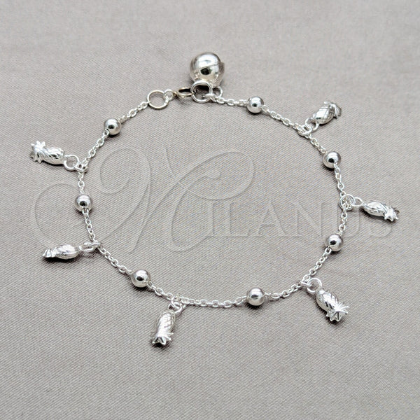 Sterling Silver Bracelet — Charm Bracelet Grape and Ball Design Polished 03. — main product view — SKU 158016 | Plata 925 brazalete — Charm Bracelet Grape and Ball diseño pulido 03. — SKU 158016