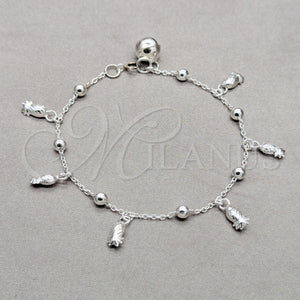 Sterling Silver Bracelet — Charm Bracelet Grape and Ball Design Polished 03. — main product view — SKU 158016 | Plata 925 brazalete — Charm Bracelet Grape and Ball diseño pulido 03. — SKU 158016