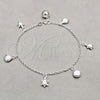 Sterling Silver Charm Bracelet, Turtle and Shell Design, Polished, Silver Finish, 03.409.0114.08 (01 MM Thickness, 8 Inches Length)