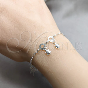 Sterling Silver Bracelet — Charm Bracelet Dolphin and Turtle Design Polished 03. — main product view — SKU 158018 | Plata 925 brazalete — Charm Bracelet delfín and Turtle diseño pulido 03. — SKU 158018