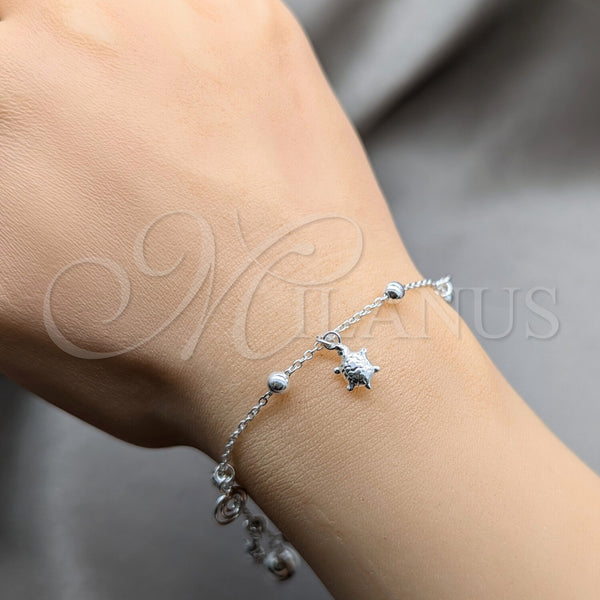 Sterling Silver Bracelet — Charm Bracelet Turtle and Ball Design Polished 03. — alternate product view — SKU 158020 | Plata 925 brazalete — Charm Bracelet Turtle and Ball diseño pulido 03. — SKU 158020
