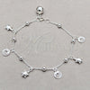 Sterling Silver Charm Bracelet, Turtle and Ball Design, Polished, Silver Finish, 03.409.0117.08 (01 MM Thickness, 8 Inches Length)