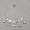 Sterling Silver Charm Bracelet, Shell and Heart Design, Polished, Silver Finish, 03.409.0120.08 (01 MM Thickness, 8 Inches Length)