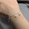 Sterling Silver Charm Bracelet, Star Design, Polished, Silver Finish, 03.409.0121.08 (01 MM Thickness, 8 Inches Length)