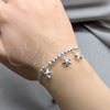 Sterling Silver Charm Bracelet, Star and Ball Design, Polished, Silver Finish, 03.409.0122.08 (01 MM Thickness, 8 Inches Length)