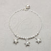 Sterling Silver Charm Bracelet, Star and Ball Design, Polished, Silver Finish, 03.409.0122.08 (01 MM Thickness, 8 Inches Length)