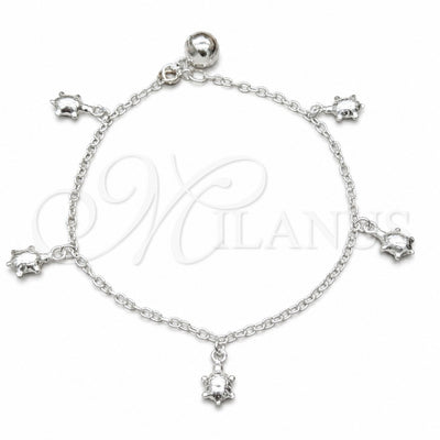 Sterling Silver Charm Bracelet, Turtle Design, Polished, Silver Finish, 03.409.0123.08 (01 MM Thickness, 8 for wholesale, main product view