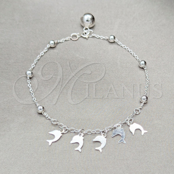 Sterling Silver Bracelet — Charm Bracelet Dolphin and Ball Design Polished 03. — alternate product view — SKU 158030 | Plata 925 brazalete — Charm Bracelet delfín and Ball diseño pulido 03. — SKU 158030
