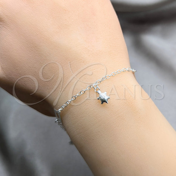 Sterling Silver Bracelet — Charm Bracelet Turtle Design Polished 03. 01 MM — alternate product view — SKU 158033 | Plata 925 brazalete — Charm Bracelet Turtle diseño pulido 03. 01 MM — SKU 158033