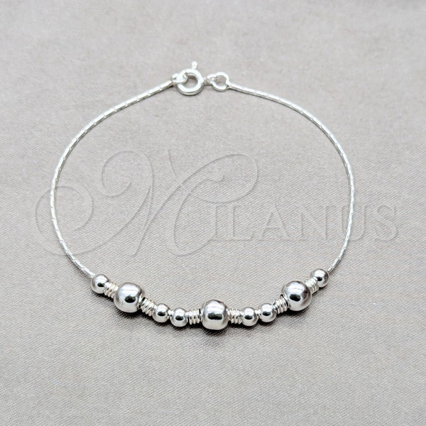 Sterling Silver Bracelet — Charm Bracelet Ball Design Polished 03. 01 MM — main product view — SKU 158037 | Plata 925 brazalete — Charm Bracelet Ball diseño pulido 03. 01 MM — SKU 158037