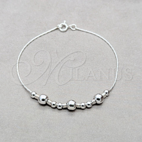 Sterling Silver Charm Bracelet, Ball Design, Polished, Silver Finish, 03.409.0133.07 (01 MM Thickness, 7 Inches Length)