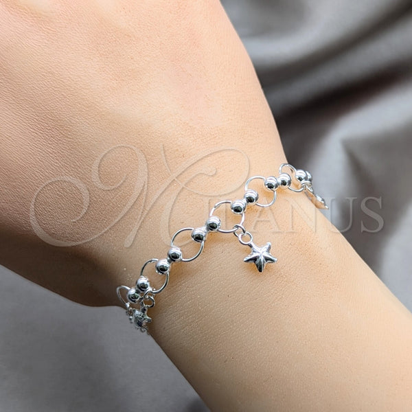 Sterling Silver Bracelet — Charm Bracelet Ball and Turtle Design Polished 03. — alternate product view — SKU 158038 | Plata 925 brazalete — Charm Bracelet Ball and Turtle diseño pulido 03. — SKU 158038