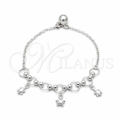 Sterling Silver Charm Bracelet, Ball and Turtle Design, Polished, Silver Finish, 03.409.0134.07 (01 MM for wholesale, main product view