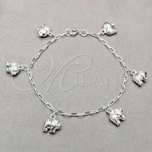 Sterling Silver Bracelet — Charm Bracelet Elephant Design Polished 03. 01 MM — main product view — SKU 158039 | Plata 925 brazalete — Charm Bracelet Elephant diseño pulido 03. 01 MM — SKU 158039