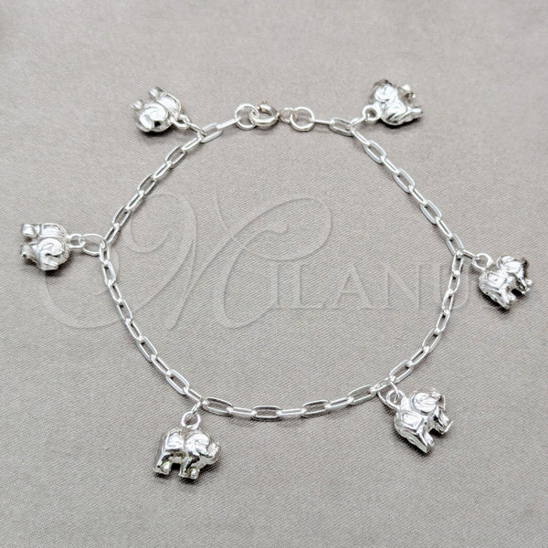 Sterling Silver Bracelet — Charm Bracelet Elephant Design Polished 03. 01 MM — main product view — SKU 158039 | Plata 925 brazalete — Charm Bracelet Elephant diseño pulido 03. 01 MM — SKU 158039