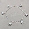 Sterling Silver Charm Bracelet, Elephant Design, Polished, Silver Finish, 03.409.0135.07 (01 MM Thickness, 7 Inches Length)